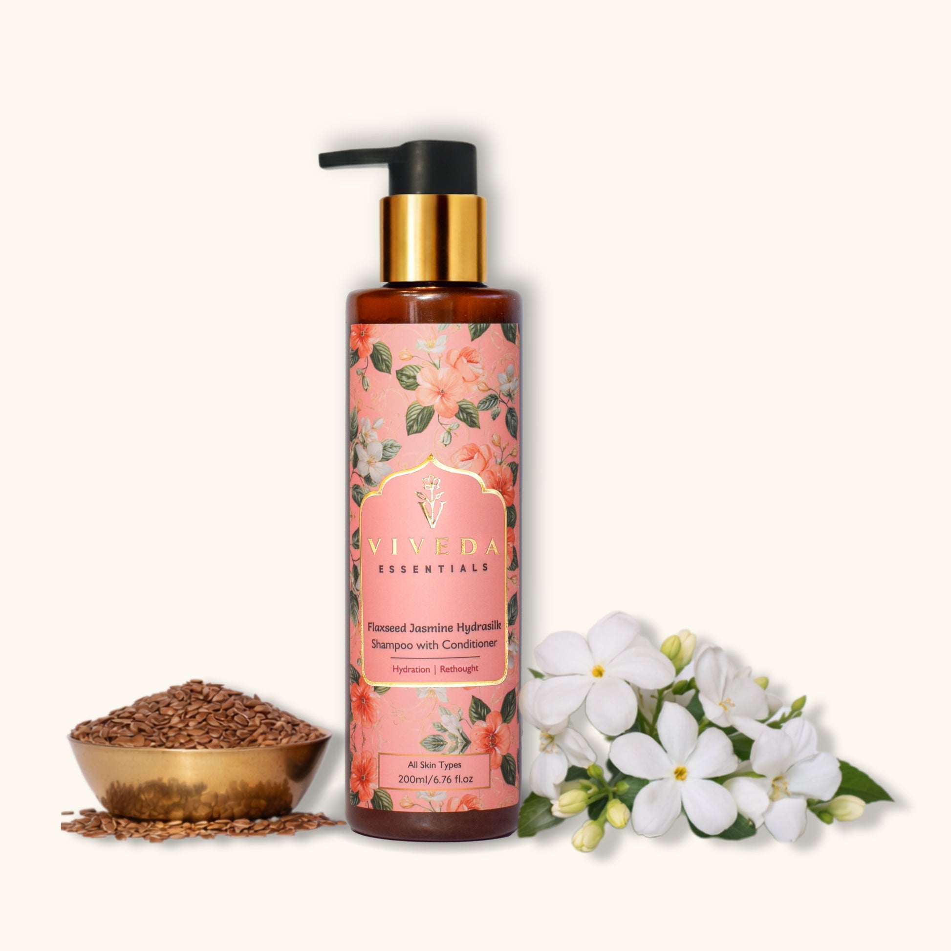 Flaxseed Jasmine Hydrasilk Shampoo with Conditioner - Viveda Essentials